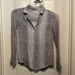 Skies Are Blue Gray Snake-Print Button Down Shirt